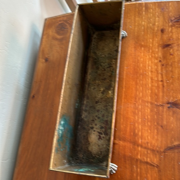 Antique Copper Brass Lion Head Handles PLANTER Trough Claw Feet 16”x 5 3/4” x 4” - Picture 8 of 10